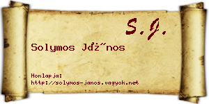 Solymos János névjegykártya